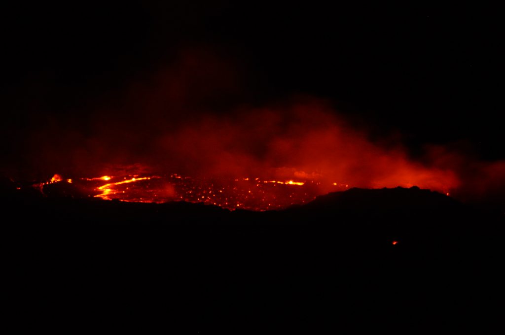 Crater of volcano Erta Ale in Ethiopia