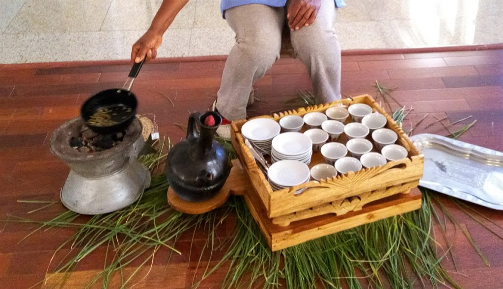 Traditional Ethiopian coffee ceremony