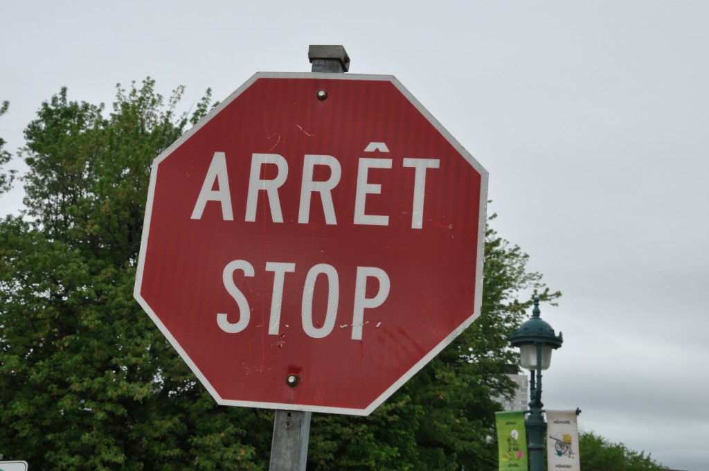Stop sign in bilingual Canada