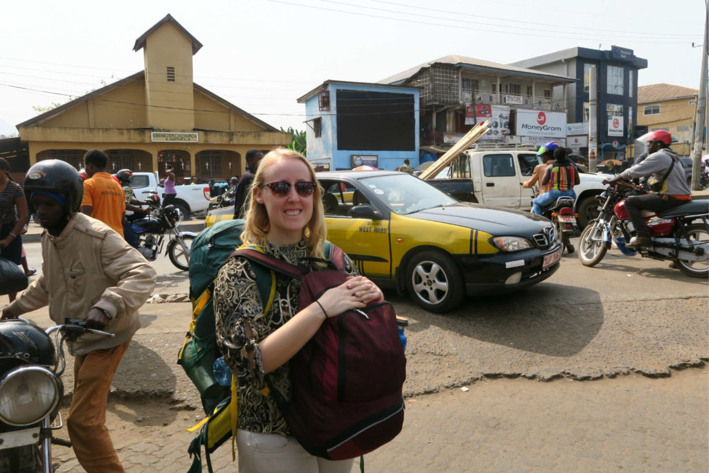 Travelling through Sierra Leone with a backpack.