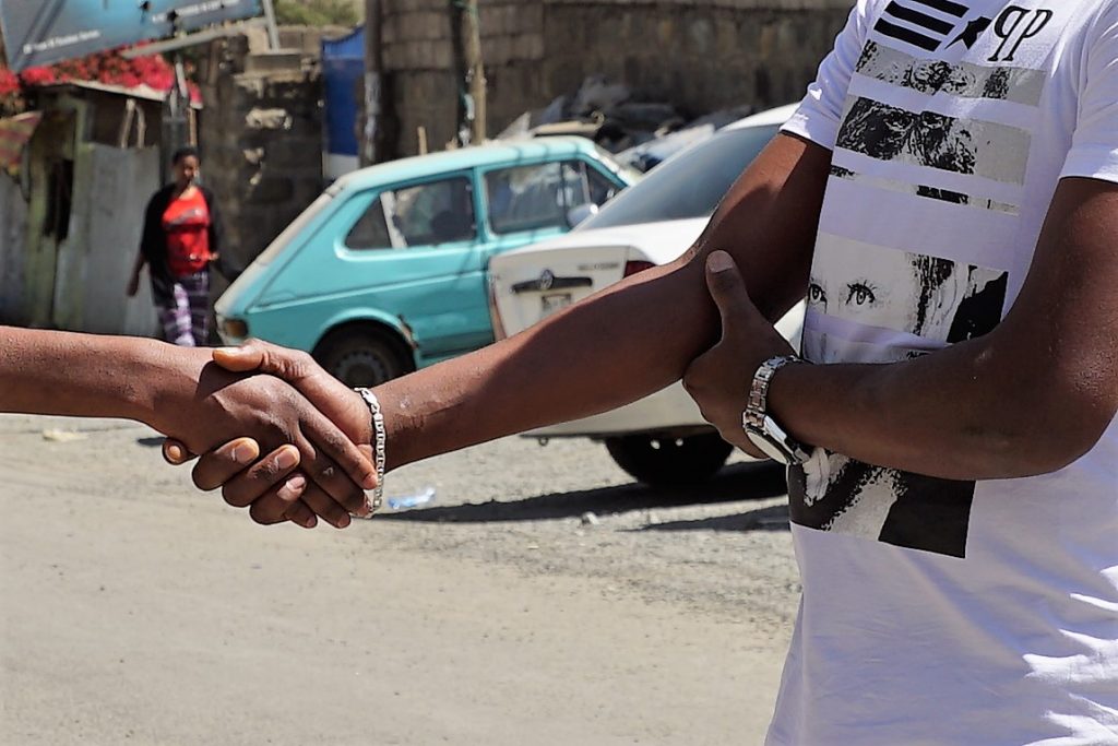 This handshake shows how Ethiopians greet each other